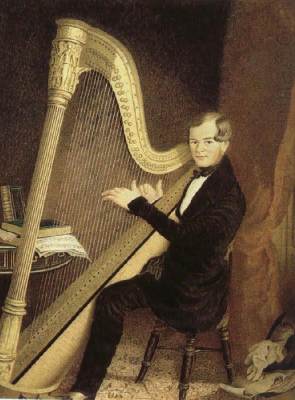 unknow artist an early 19th century pedal harp player china oil painting image